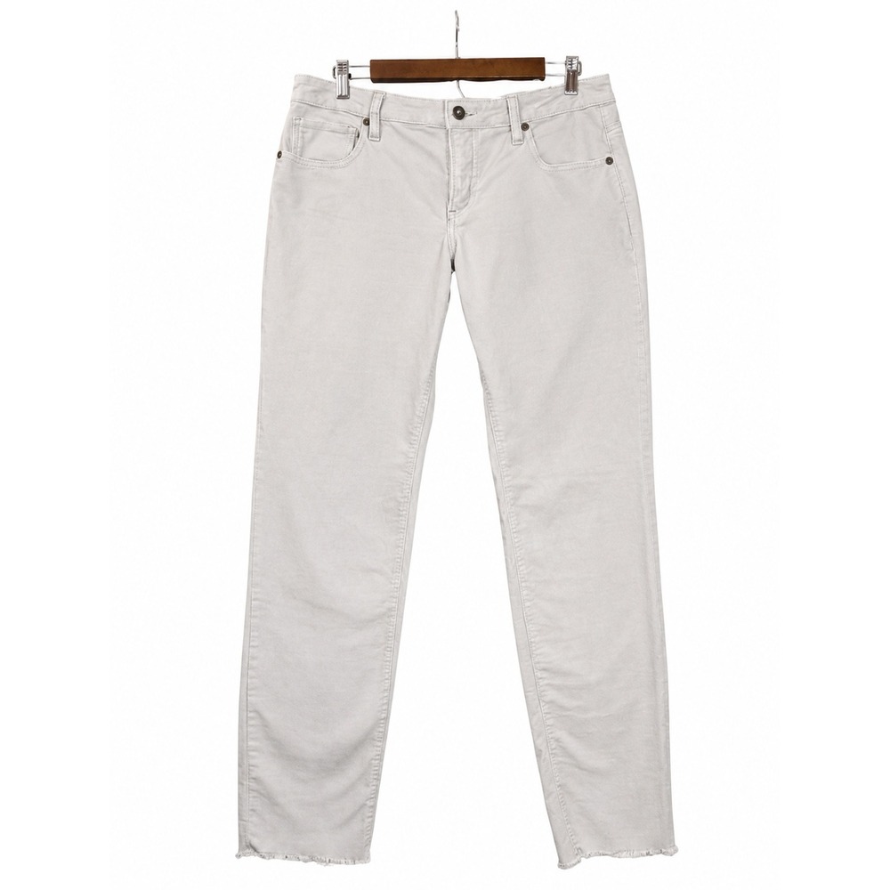 Carve Designs Womens Carson Corduroy Pants 8 Lt Gray Raw Hem Boyfriend Straight